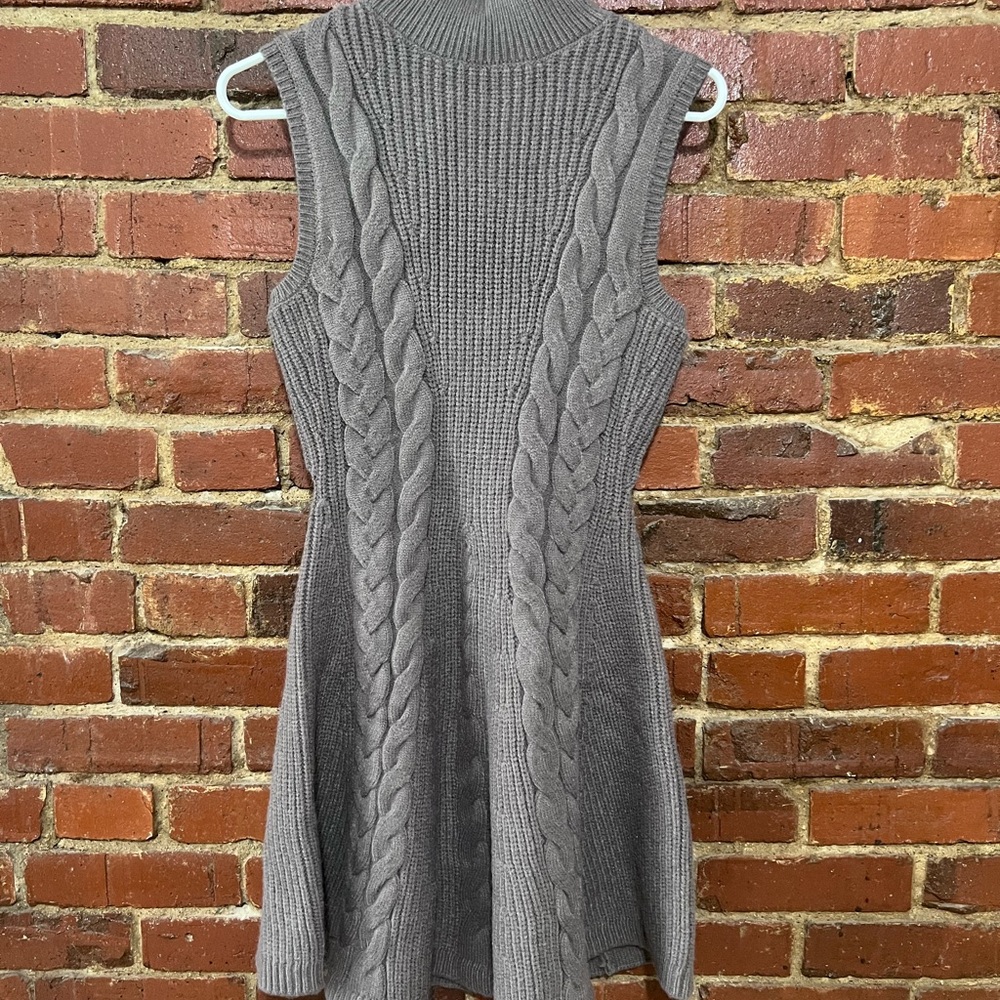 Sleeveless Cable-Knit Mini Dress in Gray